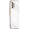 EASSGU [Telaio Elettrolitico Custodia per Samsung Galaxy M33 5G (6.6 Inches) Cover Protettiva in Morbido Silicone TPU - Bianco
