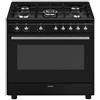 Smeg - Cucina Elettrica CX91GMBL 5 Zone a Gas Forno Elettrico Multifunzione Ventilato Classe A Dimensioni 90 x 60 cm Colore Nero Serie Estetica Classi