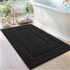 DEXI Tappeto Bagno 60 x 110 cm, Tappetino in Microfibra, Tappeti Assorbente Antiscivolo, Soffice Tappetini Doccia, Lavabile in Lavatrice, Nero