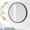 JJUUYOU Specchio rotondo da parete, piccolo specchio con cornice in legno, per bagno, ingresso, soggiorno, corridoio, camera da letto, decorazione antiruggine, si blocca orizzontalmente, nero antico