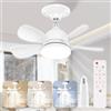 Carastek Ventilatore Lampadario da Soffitto 5 Pale 18'' LED Dimmerabile Ventilatori da Soffitto Silenziosi con Telecomando e Luce, Super Silenziosa, Velocità Luminosità Temperatura Colore Regolabil, Bianco
