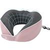 Chumix Cuscino Aereo Viaggio, Pieghevole Regolabile Cuscino da Viaggio Memory Foam con Mascherina per Dormire 3D e Contenitore in EVA, Travel Pillow con Gancio Adatto per Aerei (Rosa)