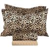 megawebstore Completo Lenzuola 100% Cotone Matrimoniale due piazze Animalier Maculato Marrone