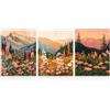 Dazzlewall 3pcs Boho Mountain Flower Wall Art Pictures, Stampe di paesaggi floreali astratti, Daisy e Wildflower Paintings per la camera da letto Arredamento soggiorno 30x40 cm senza cornice