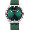 BERING 18342-508 Orologio da uomo al quarzo, orologio da polso con cassa in acciaio inox color argento da 43 mm, quadrante verde, cinturino Nato, vetro zaffiro, 3 ATM