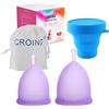 CROING 𝗖𝗼𝗽𝗽𝗲𝘁𝘁𝗮 𝗠𝗲𝘀𝘁𝗿𝘂𝗮𝗹𝗲 Coppetta Mestruale 2 Pezzi (Viola)