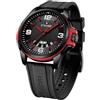 NAVIFORCE Orologio impermeabile per uomo e donna, orologio analogico automatico con data, militare, sportivo, unisex, cinturino in silicone, nero e rosso