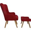 LIBEROSHOPPING Poltrona e pouf in tessuto con gambe in legno seduta imbottita Rosso