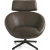 MABLOA Poltrona girevole in ecopelle con base metallo DEBBIE Marrone
