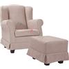 LIBEROSHOPPING Poltrona imbottita in tessuto sfoderabile BERGERE BEIGE CON POUF
