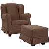 LIBEROSHOPPING Poltrona imbottita in tessuto sfoderabile BERGERE MARRONE con pouf