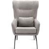 Ikone Poltrona in tessuto con gambe in metallo FRY GRIGIO CHIARO