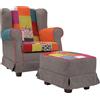 LIBEROSHOPPING Poltrona in tessuto patchwork sfoderabile BERGERE GRIGIO con POUF