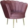 LIBEROSHOPPING Poltrona in velluto Rosa - modello conchiglia e gambe metallo oro - LIBEROSHOPPING