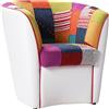 LIBEROSHOPPING Poltrona VALENTINA in ecopelle Bianco e seduta tessuto PATCHWORK - LIBEROSHOPPING