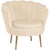LIBEROSHOPPING Poltrona velluto con schienale a conchiglia - FIORE finitura Beige - LIBEROSHOPPING