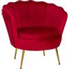 LIBEROSHOPPING Poltrona velluto con schienale a conchiglia - FIORE finitura Bordeaux - LIBEROSHOPPING
