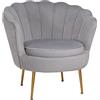 LIBEROSHOPPING Poltrona velluto con schienale a conchiglia - FIORE finitura Grigio - LIBEROSHOPPING
