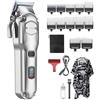 Jack & Rose Tagliacapelli uomo professionale, macchinetta per capelli con display a LED regolabarba elettrico cordless IPX7 impermeabile per capelli e barba da uomo