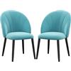 HOMCOM Set 2 Sedie Sala da Pranzo in Velluto, Sedie da Cucina e Soggiorno con Gambe in Acciaio e Schienale a Conchiglia, Verde Chiaro