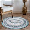 Carvapet Lavabile Tappeto Rotondo 90cm Antiscivolo Sottile Blu Tappeto a Cerchio Salotto Cameretta Soggiorno Medaglione Retrò Stampato Tappeti di Zona