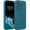kwmobile Cover per iPhone 16 PRO Max Custodia - Back Case per Smartphone in Silicone TPU - Protezione Gommata - Petrolio Matt