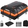 Favoto Box da Tetto Auto 425L - Borsa da Tetto Impermeabile Portapacchi Pieghevole con Tappetino Antiscivolo Gancio Porta e Cinghie di Rinforzo per Trasporto di Bagagli Arancione