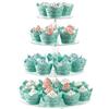 CECOLIC Alzata per Cupcake in Acrilico a 4 Ripiani Rotonda Trasparente Espositore per Dessert, Torre per Pasticceria, per Decorazioni per Feste di Compleanno, Matrimoni - 30,5 cm