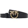 Pinko Love Berry Simply H2 Belt Vite Cintura, Z99Q_Nero-Antique Gold, XS Donna