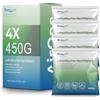 BonAura® AirOne Lite ricarica deumidificatore, set da 4 pezzi, 450 g, deumidificatore granulato, ricarica per bagno e cucina, protezione contro muffa e odori