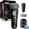 Braun Serie 9 PRO + Rasoio Elettrico Barba, Wet&Dry, 5+1 Lame Di Precisione Ultra Sottili, Regolabarba Uomo, Rasoio Barba, 60 Min Utilizzo, Testina di Ricambio, Stazione SmartCare 6in1, 9660CCPS, Nero