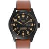 Fossil Orologio Defender da uomo, movimento solare, cassa in acciaio inossidabile nera da 46 mm con cinturino in pelle, FS5978, Marrone