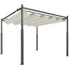 Outsunny Pergola giardino esterno 3x3 m pergolato scorrevole retrattile con fissaggio magnetico, gazebo da giardino, poliestere ad alta densità 180 g/m², capannone solare UPF30+, per terrazza, patio,