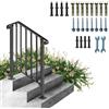 VEVOR Ringhiera Corrimano Passamano Set Ringhiera per Scale Nero Opaco con 3 Gradini Ringhiera Corrimano in Ferro Ringhiera Scale Esterne per Gradini