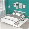 Home Enjoy DE Letto in legno con cassetti per riporre, senza materasso, 140x200 cm, Bianco