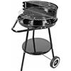 COSE DA CASA Barbecue con Ruote ripiano griglia Tonda in Acciaio Inox cuoci arrosticini fornacella a Carbone per arrosti spiedini Carne Pesce