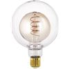 Eglo Lampadina a sfera E27, dimmerabile, a spirale, stile rétro, molto grande, color ambra e trasparente, 4 W, 200 lumen, luce bianca calda, 2000 K, Ø 12,5 cm