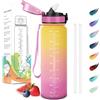 Motswedi Borraccia 1000ml, a Prova di Perdite, Borraccia con Cannuccia, Reutilizables, Borraccia Palestra, Senza BPA, Borraccia Motivazionale per Palestra, Ufficio, Running, Ciclismo, Giallo Rosa