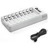 BONAI Caricabatterie per Pile Ricaricabili AA e AAA 8 Slot con Intelligente LED Caricabatterie Ricaricare Batterie Ni-MH Ni-Cd(con Cavo USB)