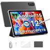 Blackview Mega2 Tablet 12 Pollici Android 15, 24GB RAM+256GB ROM(TF 2TB), 2K FHD IPS Display Gaming Tablet, Dual 4G LTE+5G WiFi,Octa Core T615, 9000 mAh,WideVine L1, Face ID, GPS Con Custodia & Penne