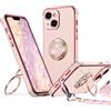 XYZ Cover per iPhone 13 Mini con Supporto, Custodia con Doppio Anello a Forma di Cuore con Cordino per Ragazze e Donne, Custodia Protettiva di Lusso per iPhone 13 Mini, Rosa
