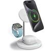 SBS Stazione di ricarica Wireless Qi2 3in1, Certified MFI, Ricarica Rapida 15W, MagSafe, Magnetic Power Profile, Caricabatterie per iPhone, Airpods, Apple Watch, Android, Smartphone, Design Minimal
