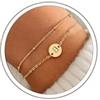 TINGN, bracciale da donna in argento e oro, placcato in oro bianco/oro 18K due in uno con monogramma a lettere, dischi, bracciali regalo per donne e ragazze, regali di Natale per donne e amiche, 20