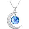 Clearine Collana Argento 925 Oroscopo Zodiaco 12 Costellazione Astrologia Galassia & Mezzaluna Luna Perle di vetro Pendente Cancro