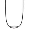 Mabina Gioielli - Collana Uomo - Collana in argento con cordino nero e perla bianca - 553587