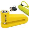 KRASER KR710Y Bloccadisco per Moto, Giallo ø10mm Più Deterrente, Serratura Anti-trapano, Sicurezza Compatta Facile da Trasportare, Lucchetto Antifurto Moto, Scooter, Bicicletta Elettrica, Monopattino