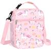 Clastyle Borsa Termica Porta Pranzo Bambini Scuola Unicorno Borsa Frigo Piccola Ragazza Portatile, Unicorno Rosa Arcobaleno
