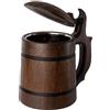 Teslyar Boccale da birra con coperchio in Legno Autentico 0.6 Lt (20 oz) | Fatto a mano | Bicchiere interno in acciaio inossidabile | Regalo da Uomo | Natale Regalo | Idee Regalo