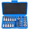HKQBXO Set da 34 Pezzi di Bussole Torx Femmina Robuste, Set Chiavi a Bussola con Cricchetto, Inserti Torx, per Chiavi Femmina Multifunzionali