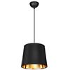 meineWunschleuchte Lampada a sospensione decorativa LAUREA con paralume in tessuto, diametro 30 cm, in nero e interno oro, ambiente di luce unico in design pregiato.